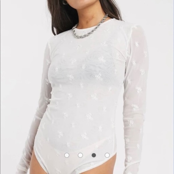 NWT $78 Free People Make Out Mesh Bodysuit Ivory S - Picture 2 of 16